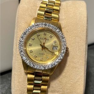 SOLD - Sale! Ladies Gold Tone Bling Pedre Watch- New Battery